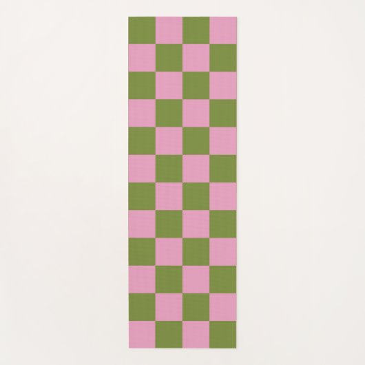 Pink Green Checkered Gingham Pattern Yogamatte (Vorderseite)