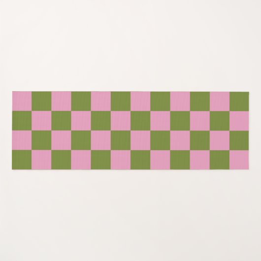 Pink Green Checkered Gingham Pattern Yogamatte (Vorderseite (Horizontal))