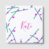 Pink green cherry tree name boho retro rustic bold gästebuch (Rückseite)