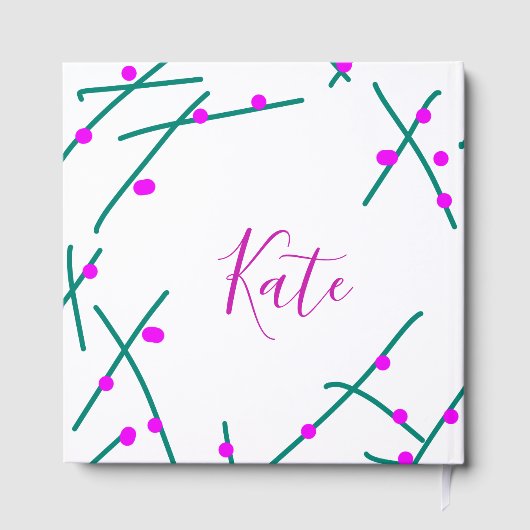 Pink green cherry tree name boho retro rustic bold gästebuch (Rückseite)