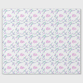 Pink green cherry tree name boho retro rustic bold geschenkpapier (Flach)