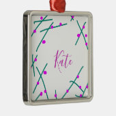 Pink green cherry tree name boho retro rustic bold ornament aus metall (Rechts)
