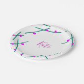 Pink green cherry tree name boho retro rustic bold pappteller (Schrägansicht)