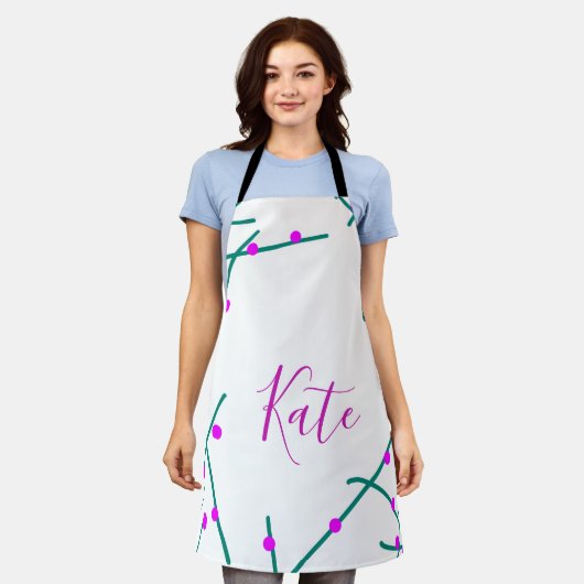 Pink green cherry tree name boho retro rustic bold schürze (Getragen)