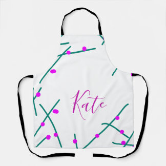 Pink green cherry tree name boho retro rustic bold schürze