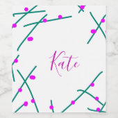 Pink green cherry tree name boho retro rustic bold weinetikett (Einzelnes Label)