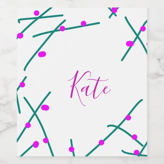 Pink green cherry tree name boho retro rustic bold weinetikett (Einzelnes Label)