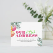 Pink & Green Christmas Housewarming Postcard Postkarte (Stehend Vorderseite)