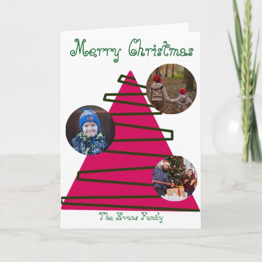 Pink & green Christmas tree Karte (Vorderseite)