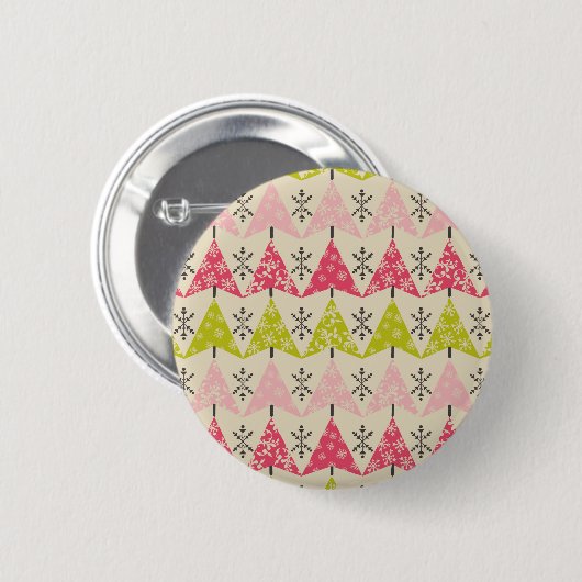 Pink & green Christmas trees Button (Vorne & Hinten)