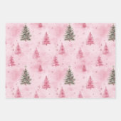 Pink Green Christmas Trees Geschenkpapier Set (Vorderseite 2)