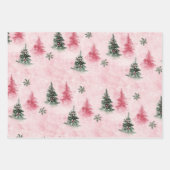 Pink Green Christmas Trees Geschenkpapier Set (Vorderseite)