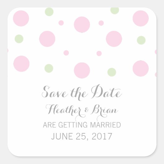 Pink Green Confetti Save the Date Stickers (Vorderseite)