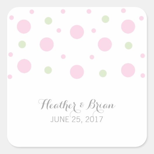 Pink Green Confetti Wedding Stickers (Vorderseite)