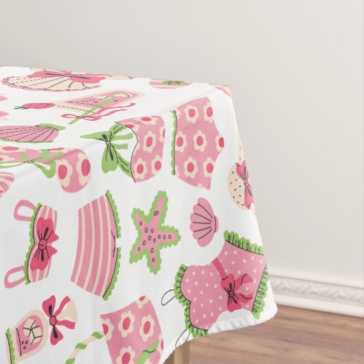 Pink & Green Coquette Summer Beach Vacation Tischdecke (Beispiel)