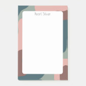 Pink Green Curve CUSTOM Chic Monogram Personalisie Post-it Klebezettel (Vorderseite)