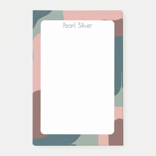 Pink Green Curve CUSTOM Chic Monogram Personalisie Post-it Klebezettel (Vorderseite)