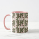 Pink & Green Daisy Floral & Herz Quilt Muster Tasse (Links)