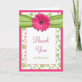 Pink Green Daisy Floral Wedding Danke Karte