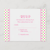 Pink Green Daisy Polka Dot Bat Mitzvah RSVP-Karte RSVP Karte (Rückseite)