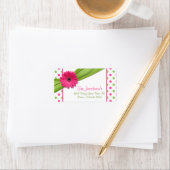 Pink Green Daisy Polka Dots Rücksendeadressen-Aufk Adressaufkleber (Insitu)