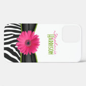 Pink Green Daisy Zebra Print Personalisiert Case-Mate iPhone Hülle (Rückseite (Horizontal))