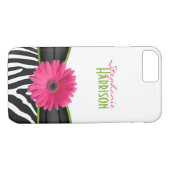 Pink Green Daisy Zebra Print Personalisiert Case-Mate iPhone Hülle (Rückseite (Horizontal))