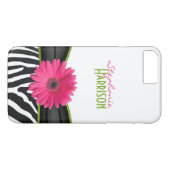 Pink Green Daisy Zebra Print Personalisiert Case-Mate iPhone Hülle (Rückseite (Horizontal))