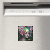 Pink Green Elf Fairy Woman Fantasy Art Magnet (In Situ (Geschirrspüler))