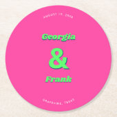 Pink & Green Engagement Party oder Hochzeit Runder Pappuntersetzer (Vorderseite)