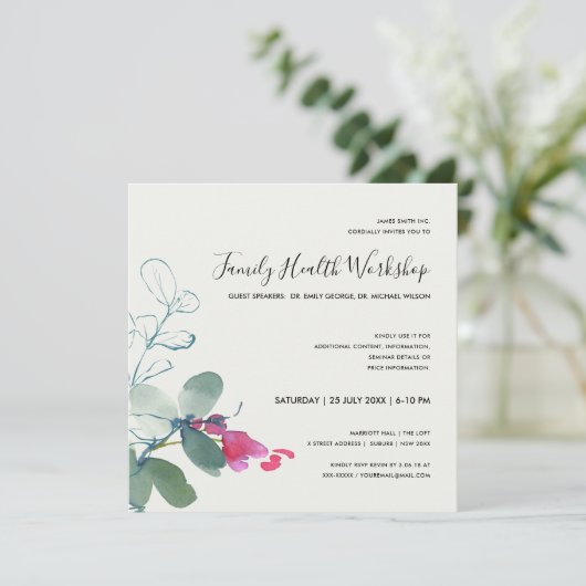 PINK GREEN FAUNA EUCALYPTUS WREATH WORKSHOP EVENT EINLADUNG (Stehend Vorderseite)