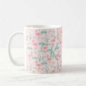 Pink Green Flamingo Monogram Tropical Birds Kaffeetasse (Links)