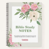 Pink Green Floral Bible Study Personalized Notizblock (Vorderseite)