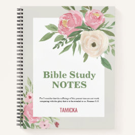 Pink Green Floral Bible Study Personalized Notizblock
