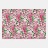Pink Green Floral Muster Aquarellkunst Geschenkpapier Set (Vorderseite 2)