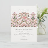 Pink Green Floral Paisley Motif Vow Renewal Einlad Dankeskarte (Stehend Vorderseite)