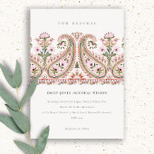 Pink Green Floral Paisley Motif Vow Renewal Einlad Dankeskarte