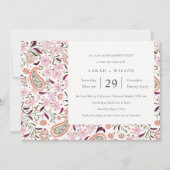 Pink Green Floral Paisley Verlobung laden Dankeskarte (Vorderseite)