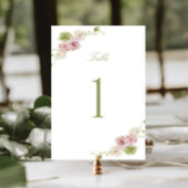 Pink Green Floral Wedding Tischnummer