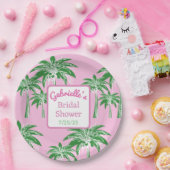 Pink & Green Font Palm Tree Bridal Shower Custom Pappteller (Party)