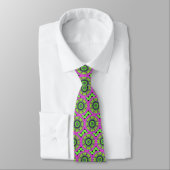 Pink Green Geometric Abstrakt Neck Tie Krawatte (Gebunden)