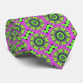Pink Green Geometric Abstrakt Neck Tie Krawatte (Gerollt)