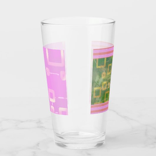 Pink Green Geometric Glass Cup Glas (Rechts)