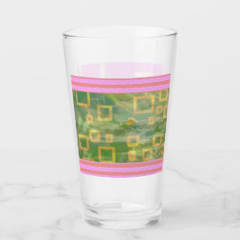 Pink Green Geometric Glass Cup Glas