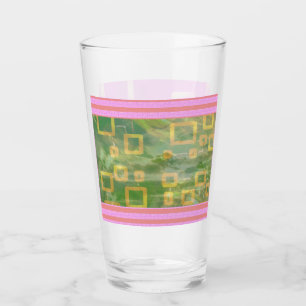Pink Green Geometric Glass Cup Glas