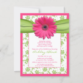 Pink Green Gerbera Daisy Bridal Dusche Einladung