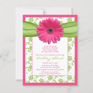 Pink Green Gerbera Daisy Bridal Dusche Einladung