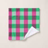 Pink Green Gingham Karo Design Badhandtuch Set (Waschlappen)
