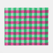 Pink Green Gingham Karo Design Fleecedecke (Vorderseite (Horizontal))