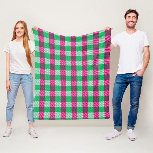 Pink Green Gingham Karo Design Fleecedecke